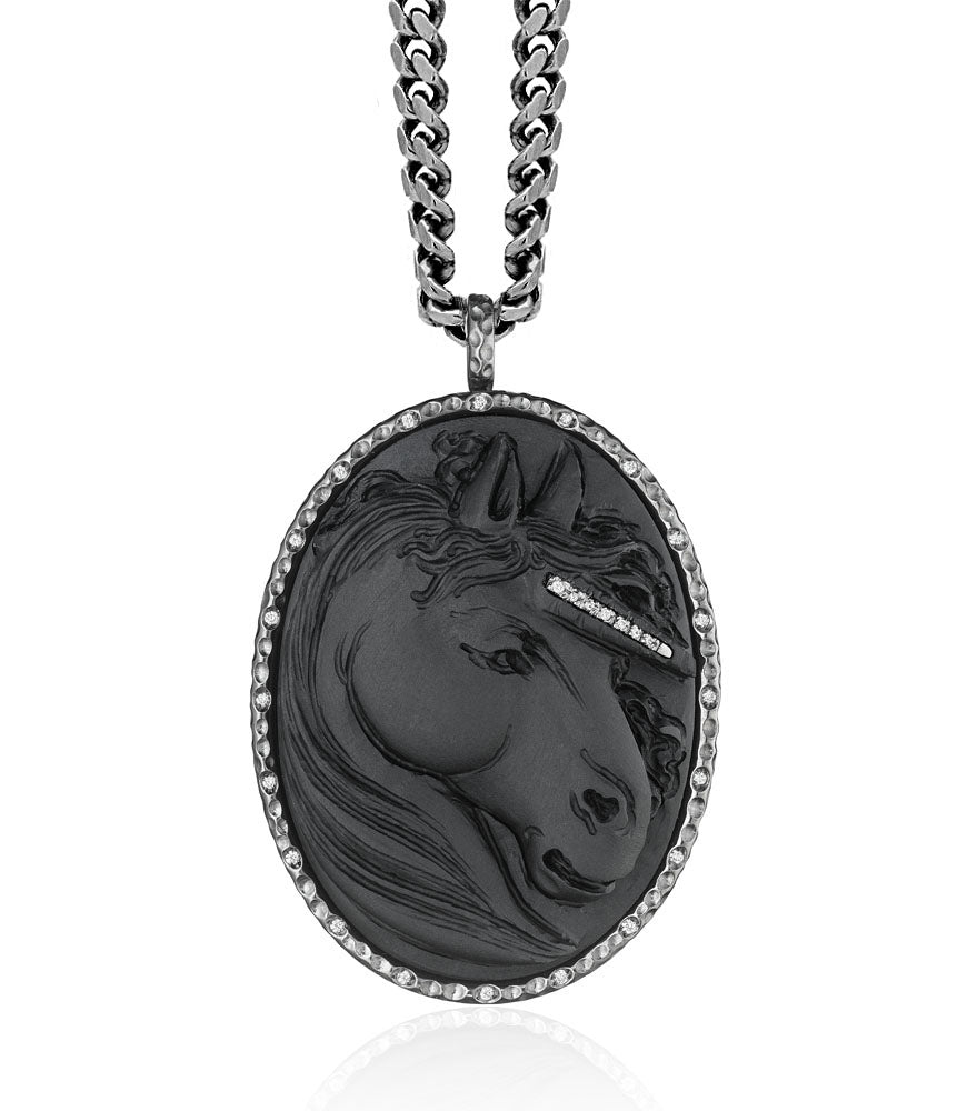 "UNICORN" — hand-carved cameo necklace by AMEDEO