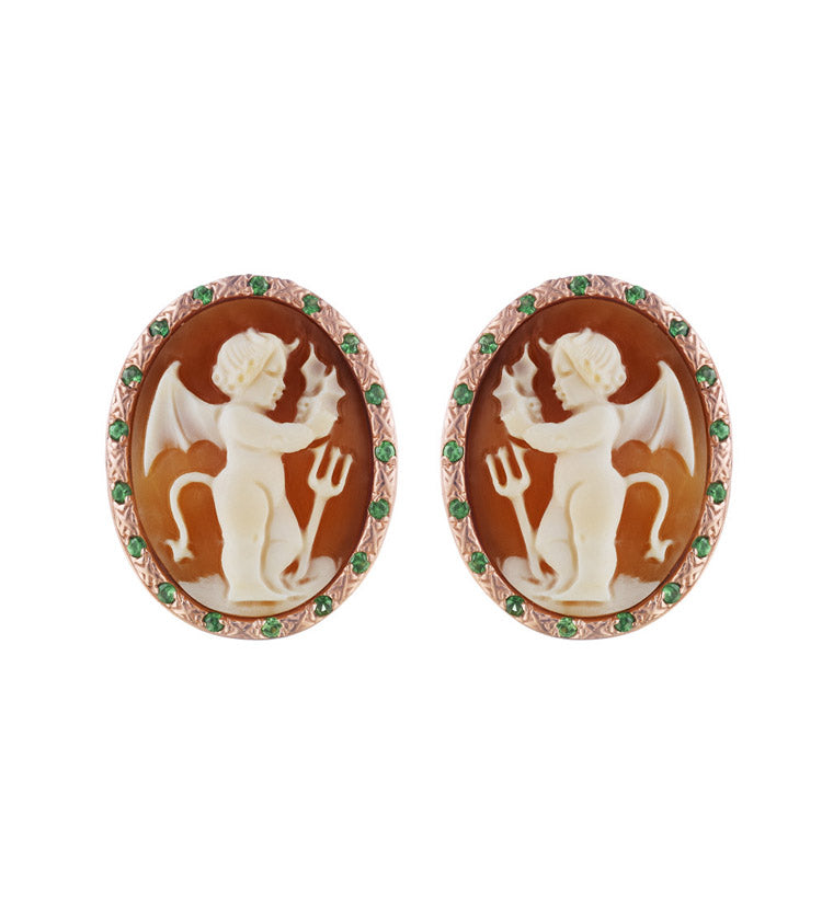 "NAUGHTY & NICE" — hand-carved cameo earrings by AMEDEO
