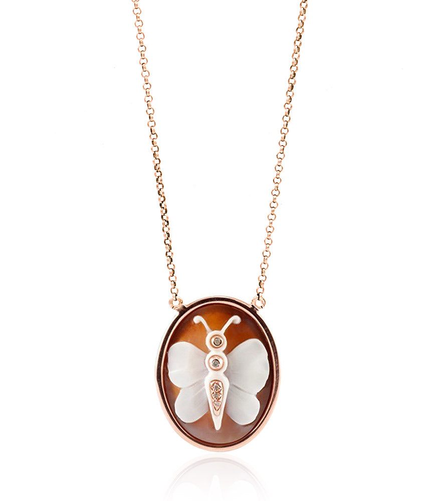 "BUTTERFLY" — hand-carved cameo necklace by AMEDEO