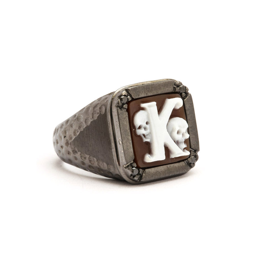 Initial "K" - Ring — hand-carved cameo ring by AMEDEO