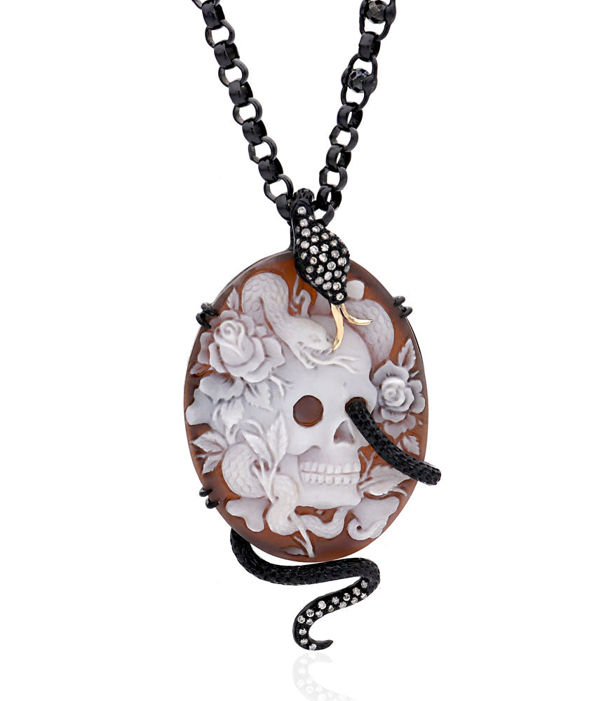 "MEMENTO MORI" — hand-carved cameo necklace by AMEDEO