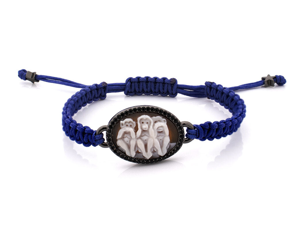 "WISE MONKEYS" — hand-carved cameo bracelet by AMEDEO