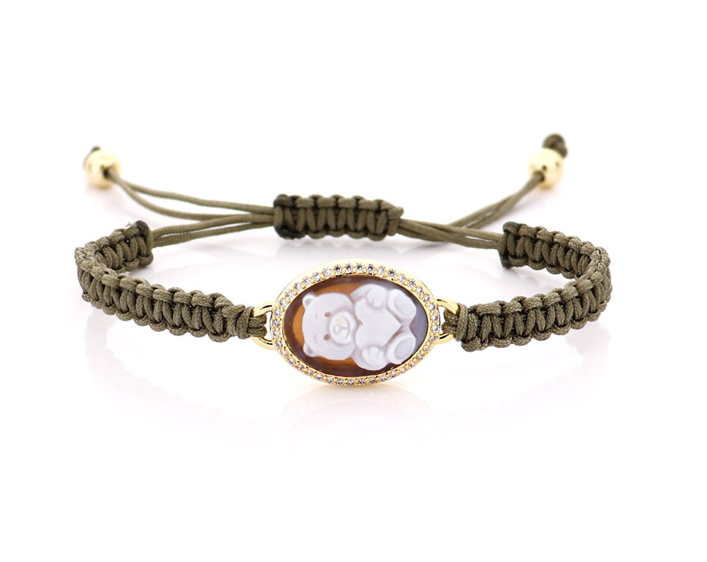 "BEAR IN LOVE" — hand-carved cameo bracelet by AMEDEO
