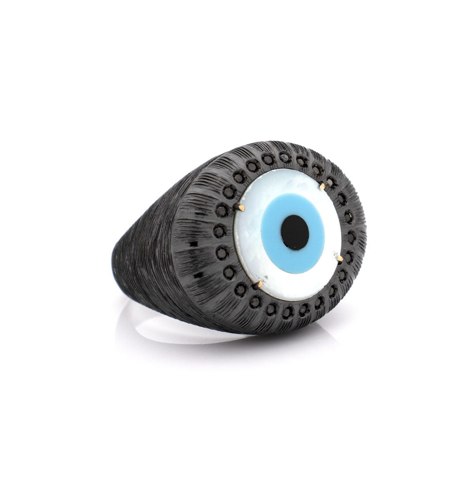 "EVIL EYE" - LARGE — hand-carved cameo ring by AMEDEO