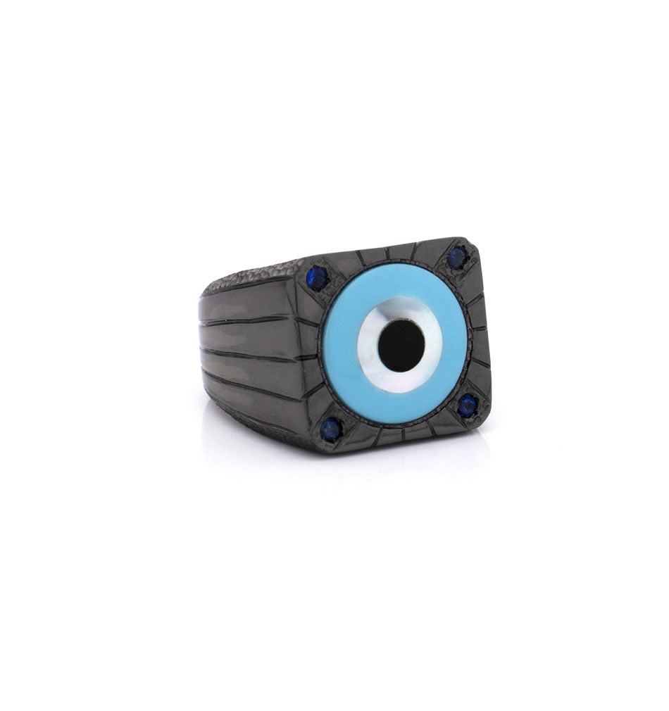 MINI "EVIL EYE" - BLACK — hand-carved cameo ring by AMEDEO