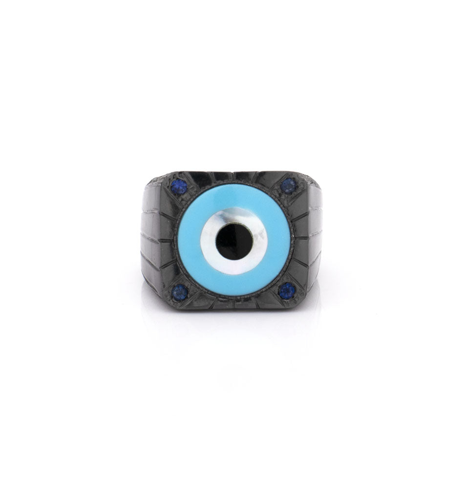 MINI "EVIL EYE" - BLACK — hand-carved cameo ring by AMEDEO