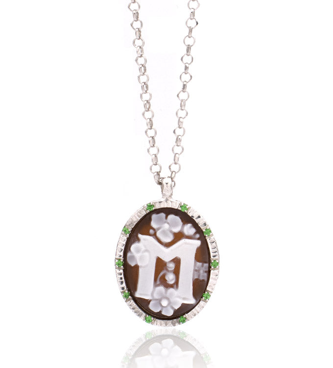 INITIAL "M" — hand-carved cameo necklace by AMEDEO