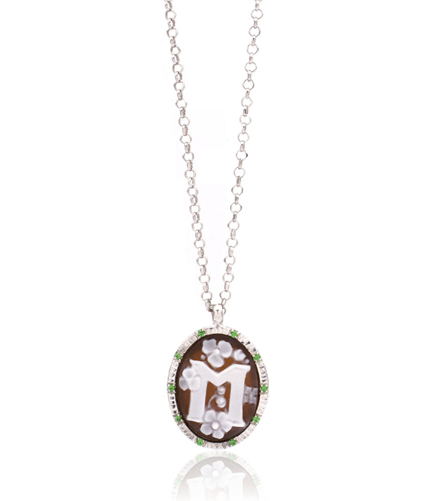 INITIAL "M" — hand-carved cameo necklace by AMEDEO