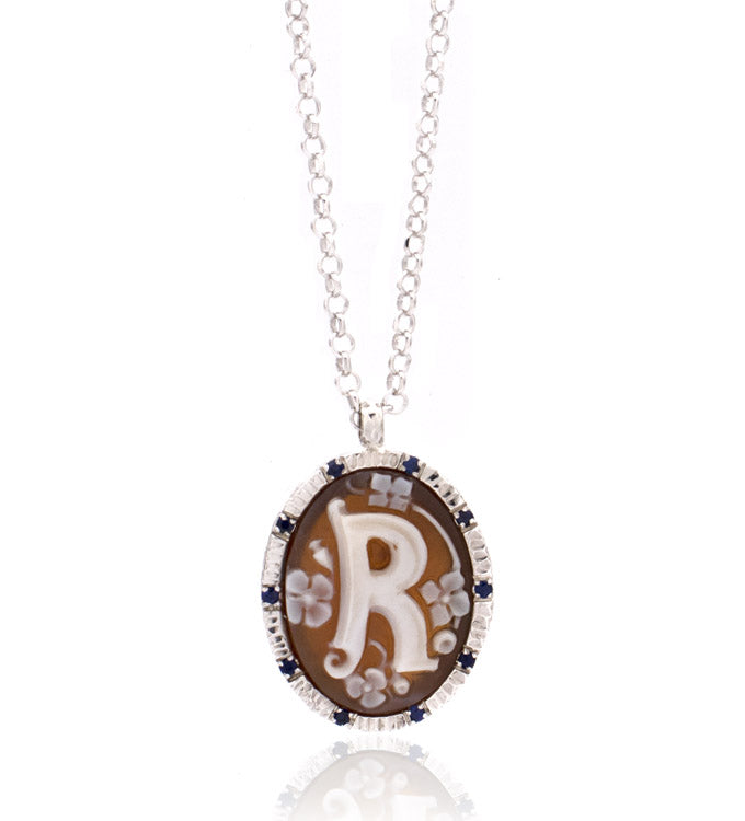 INITIAL "R" — hand-carved cameo necklace by AMEDEO