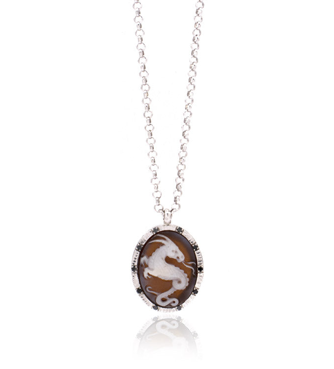 "Winged Dragon" — hand-carved cameo necklace by AMEDEO