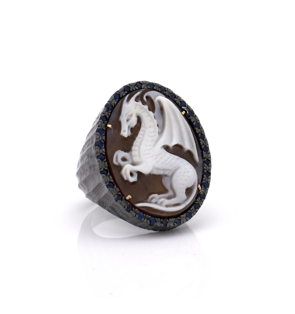 "LEVIATHAN" — hand-carved cameo ring by AMEDEO