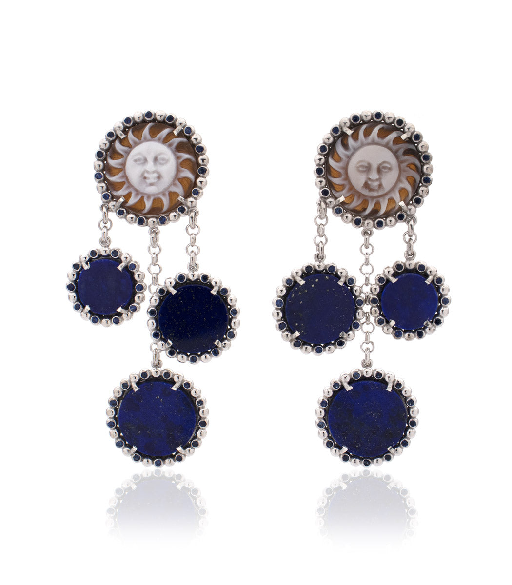 "RAYS OF SUN" — hand-carved cameo earrings by AMEDEO