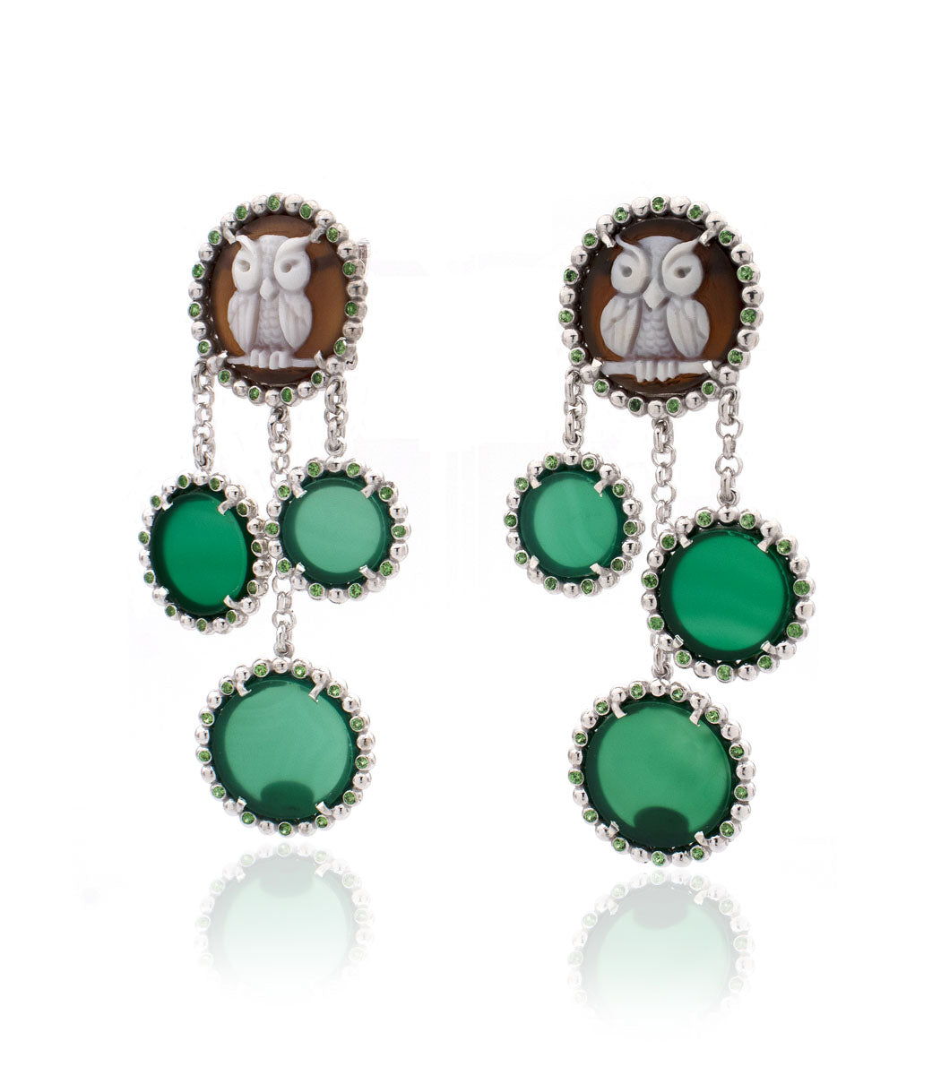 "NIGHT WHISPERS" — hand-carved cameo earrings by AMEDEO