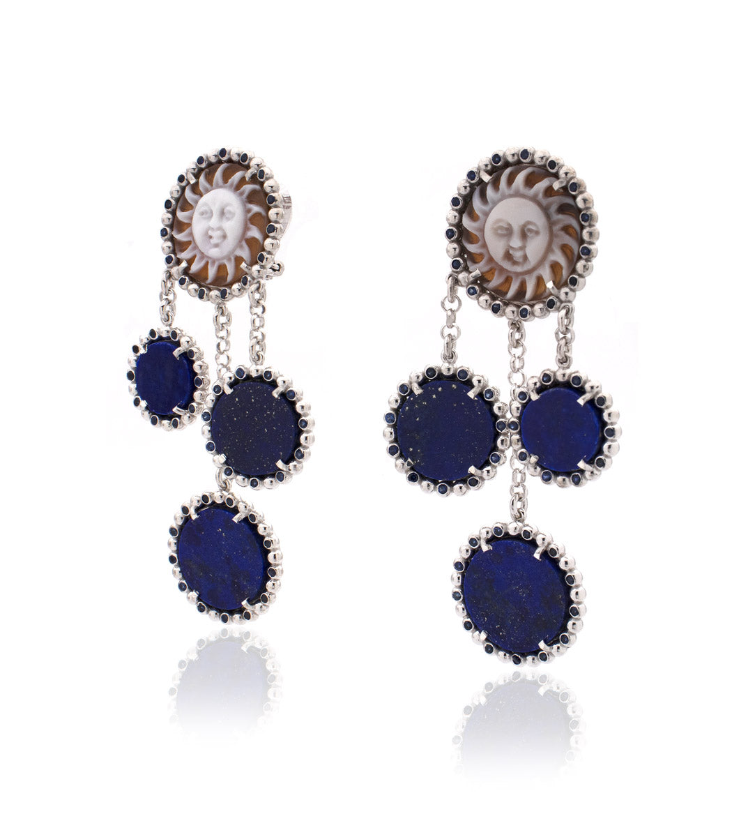 "RAYS OF SUN" — hand-carved cameo earrings by AMEDEO