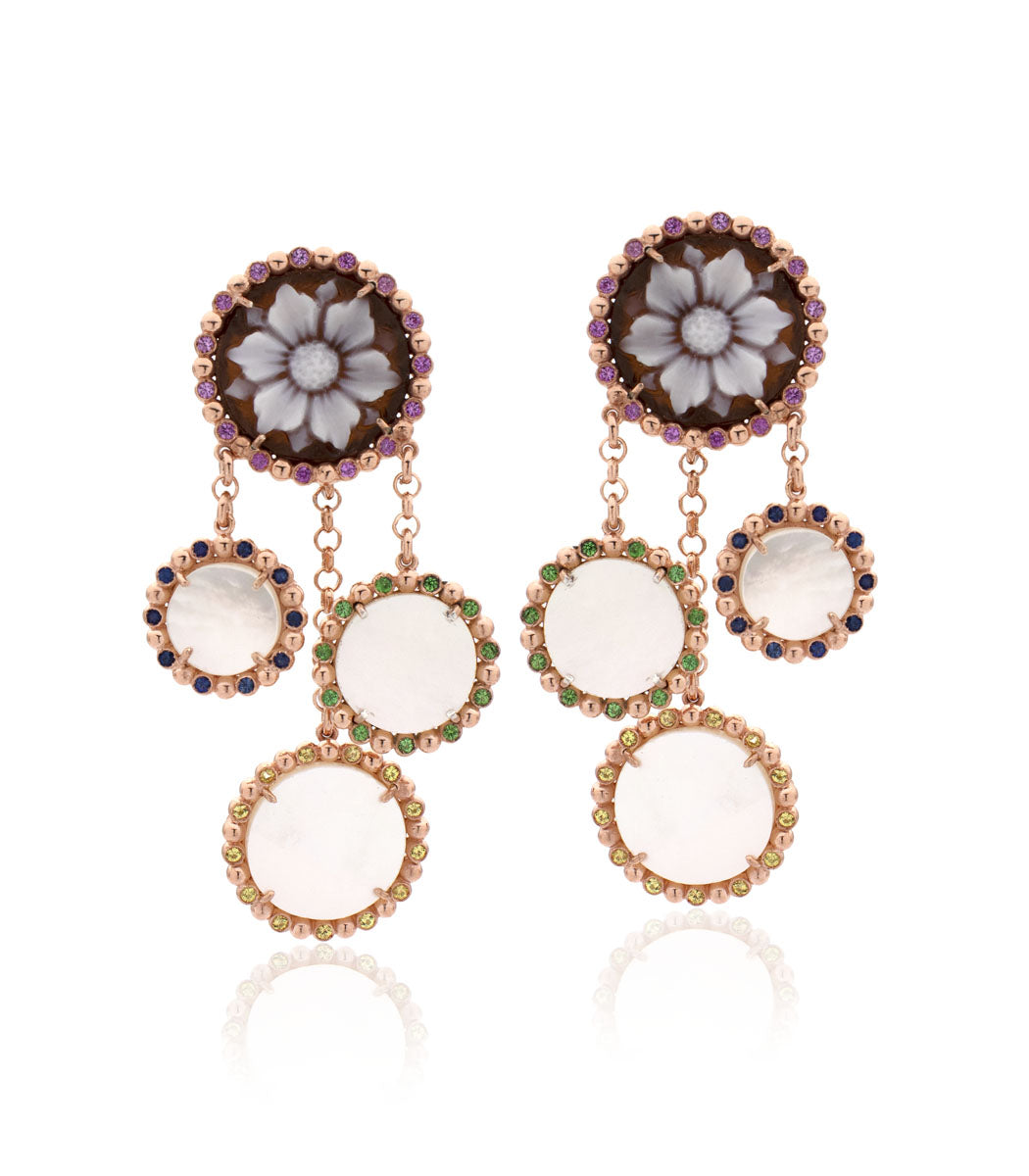 "HARMONY OF PETALS" — hand-carved cameo earrings by AMEDEO
