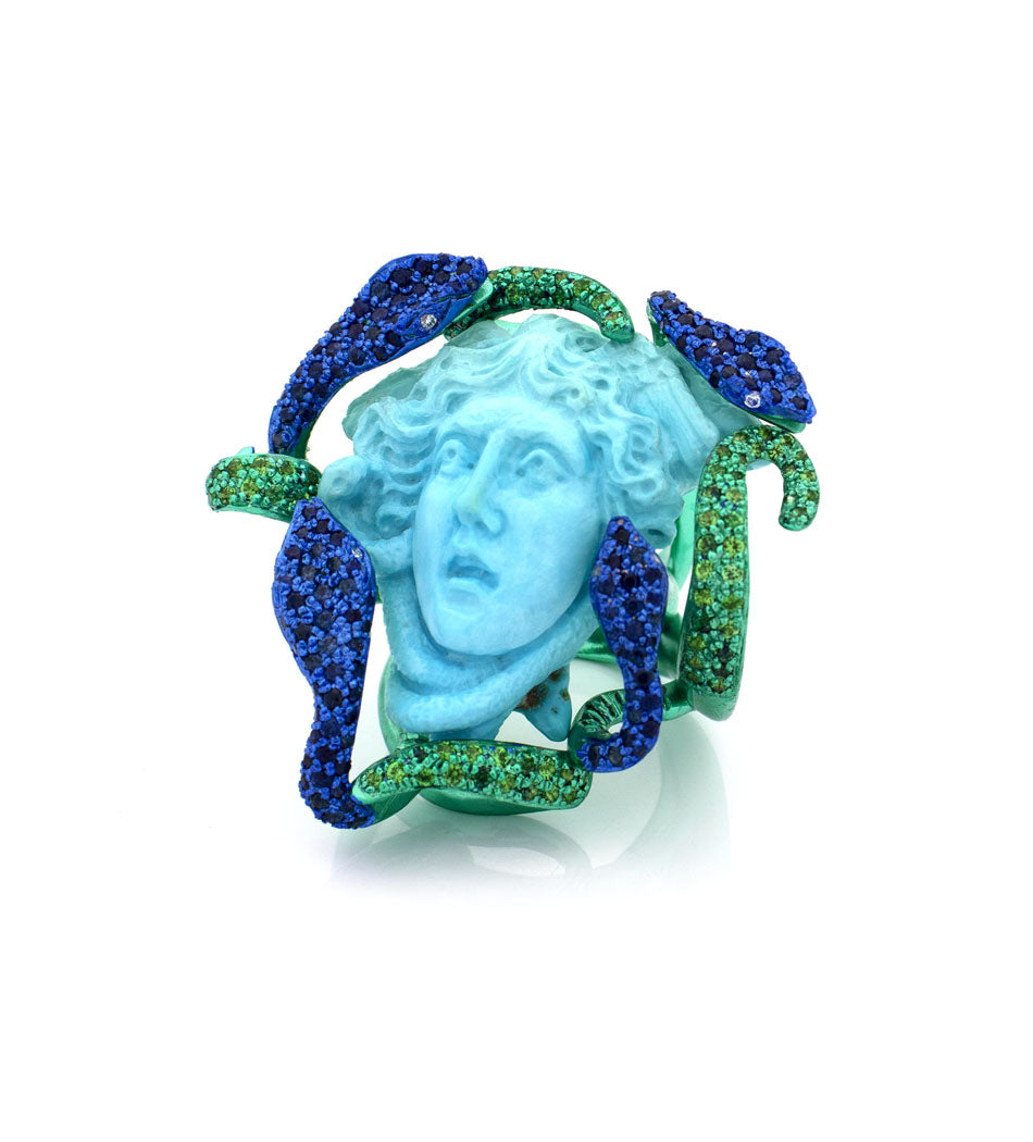 "MEDUSA" — hand-carved cameo ring by AMEDEO