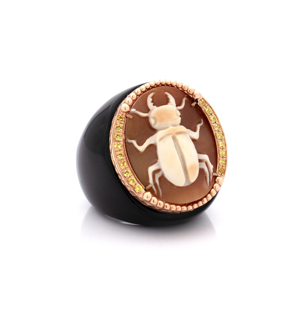 "SCARAB" — hand-carved cameo ring by AMEDEO