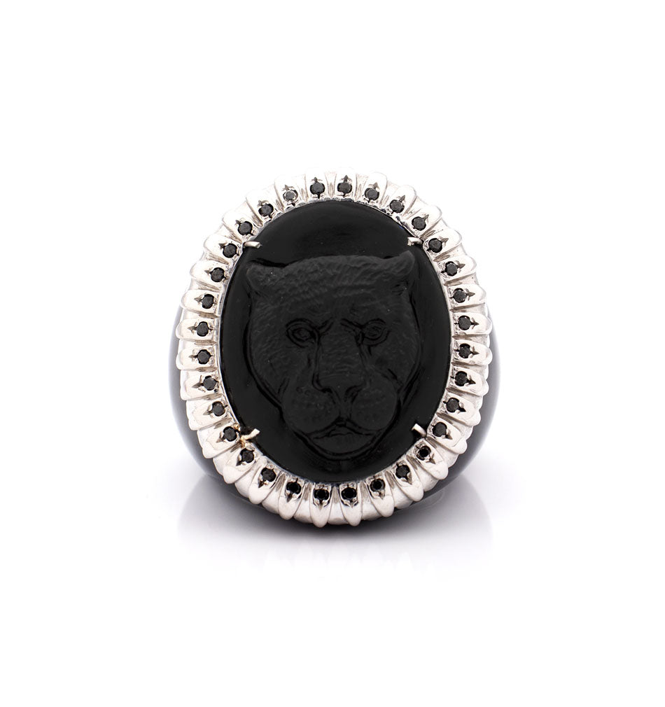 "PANTHER MAJESTY" — hand-carved cameo ring by AMEDEO