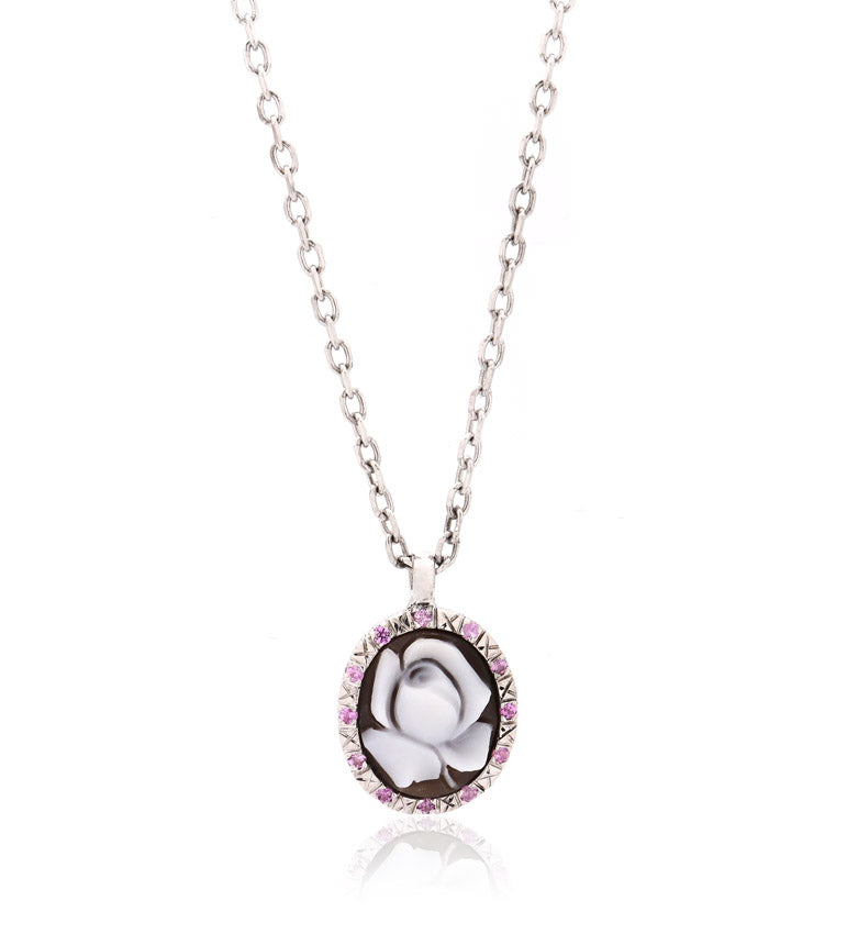 "PETALS OF LIGHT" — hand-carved cameo necklace by AMEDEO