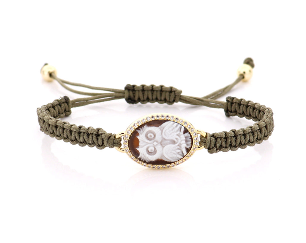"OWL" — hand-carved cameo bracelet by AMEDEO