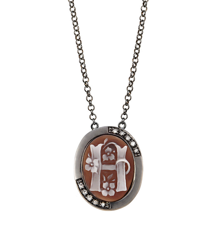 INITIAL "H" — hand-carved cameo necklace by AMEDEO