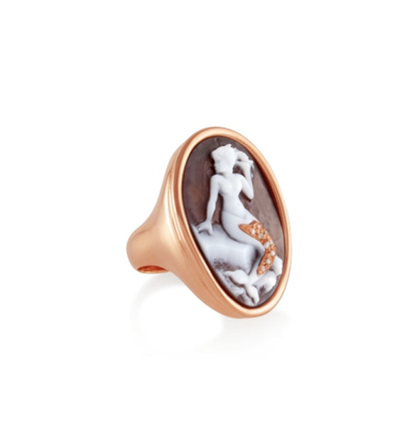 "Mermaid" — hand-carved cameo ring by AMEDEO