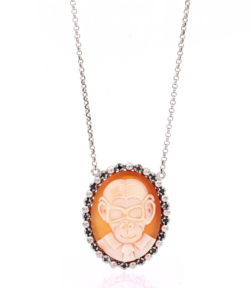 "MONKEY NERD" — hand-carved cameo necklace by AMEDEO