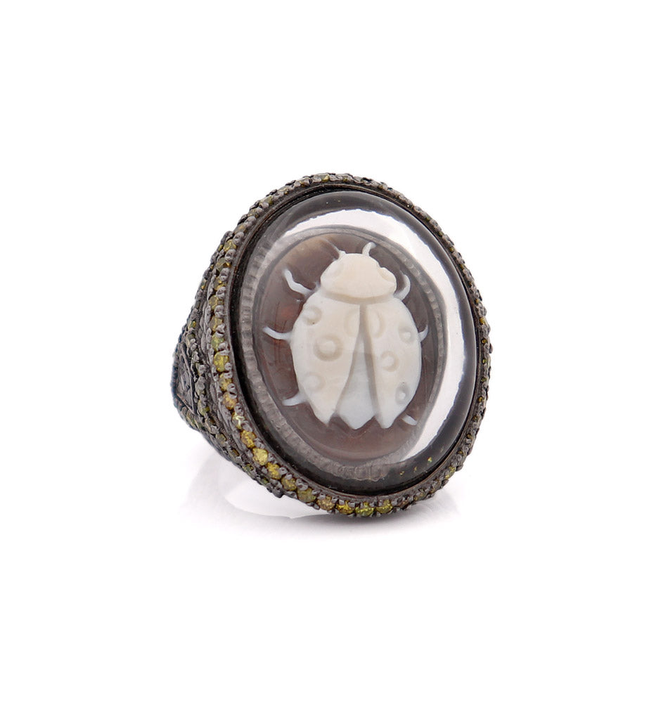 "LADYBUG" — hand-carved cameo ring by AMEDEO