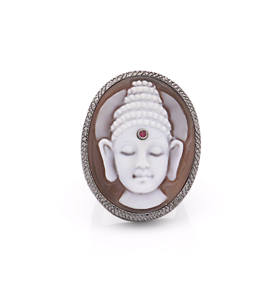 "THIRD EYE WISDOM" — hand-carved cameo ring by AMEDEO