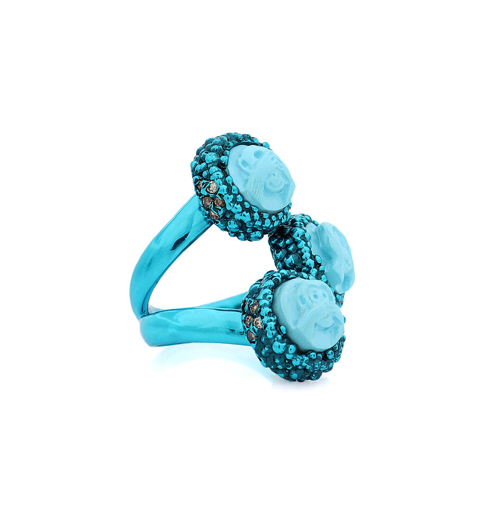 "WISE MONKEYS" — hand-carved cameo ring by AMEDEO