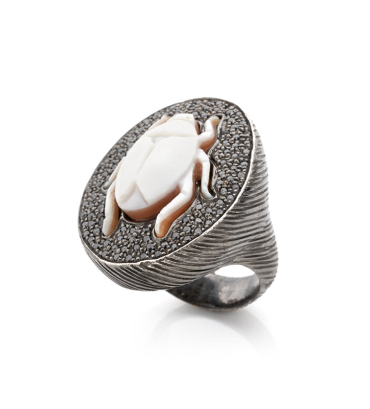 "SCARAB" — hand-carved cameo ring by AMEDEO