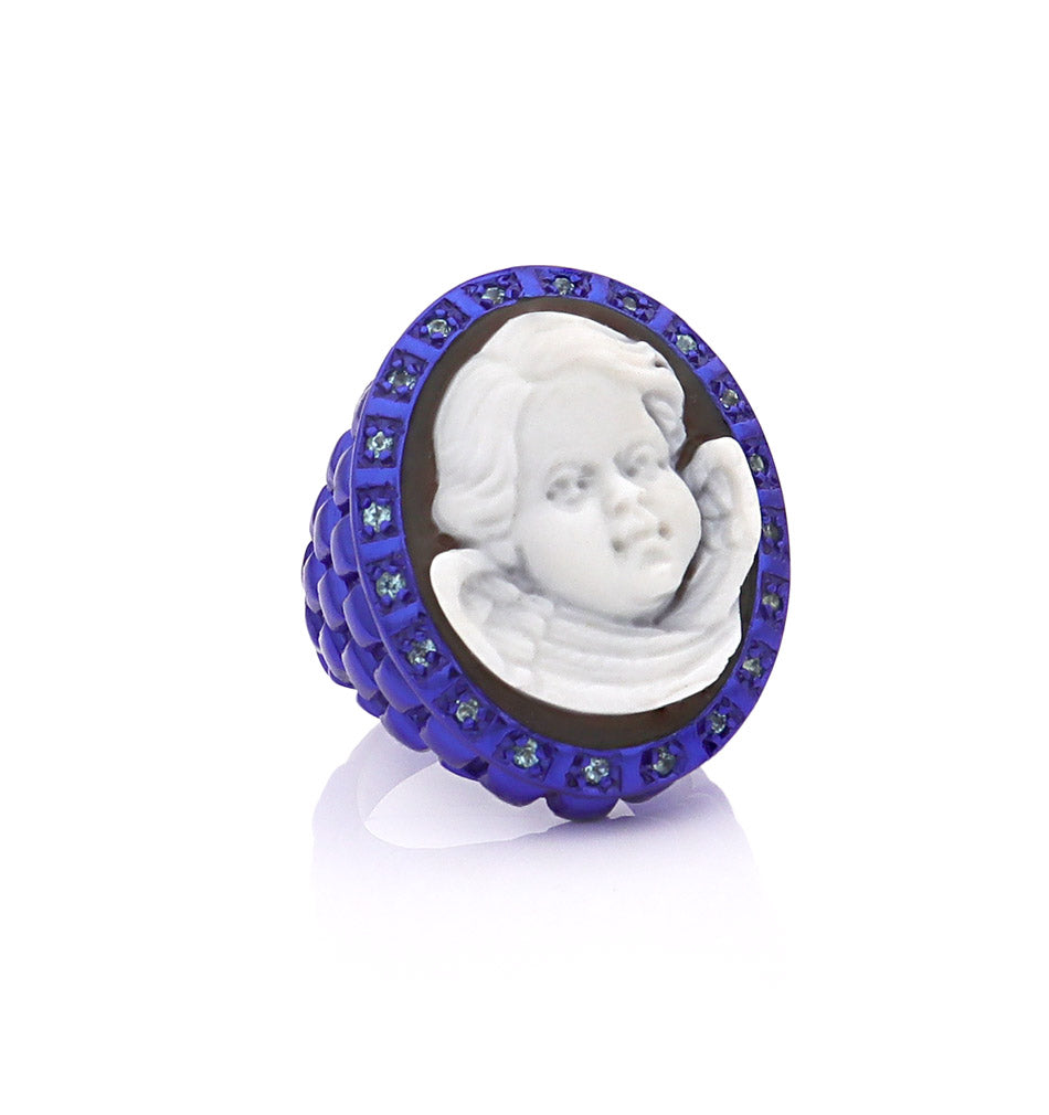 Baroque Cherub Sardonyx Shell Ring – Classic Hand-Carved Cameo Jewelry — hand-carved cameo ring by AMEDEO