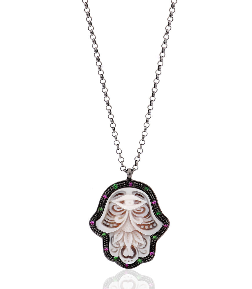 "FATIMA" — hand-carved cameo necklace by AMEDEO