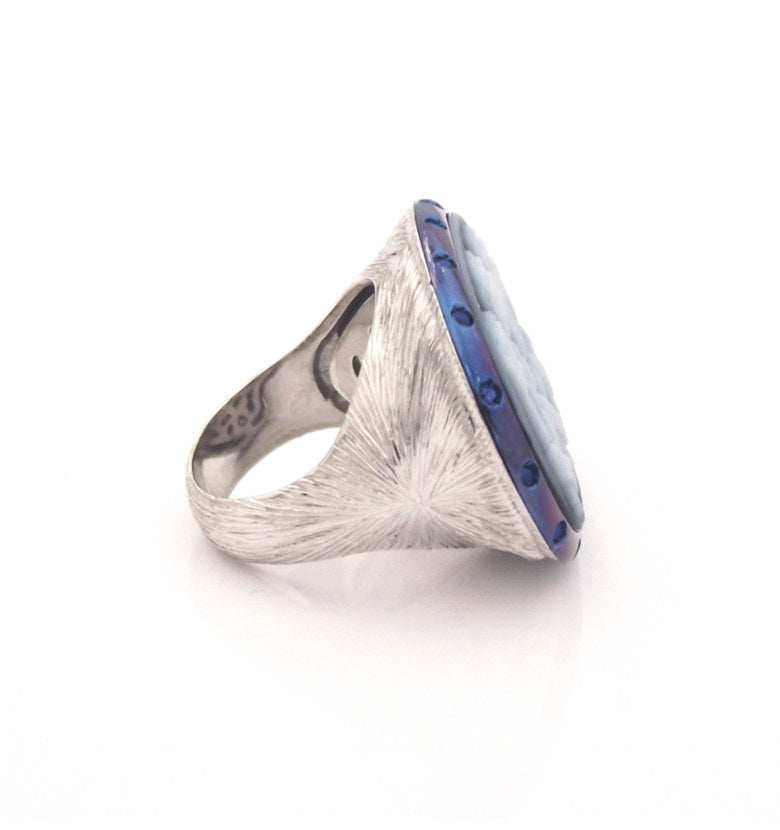 "WISE MONKEYS" SILVER & TITANIUM - BLUE SAPPHIRES