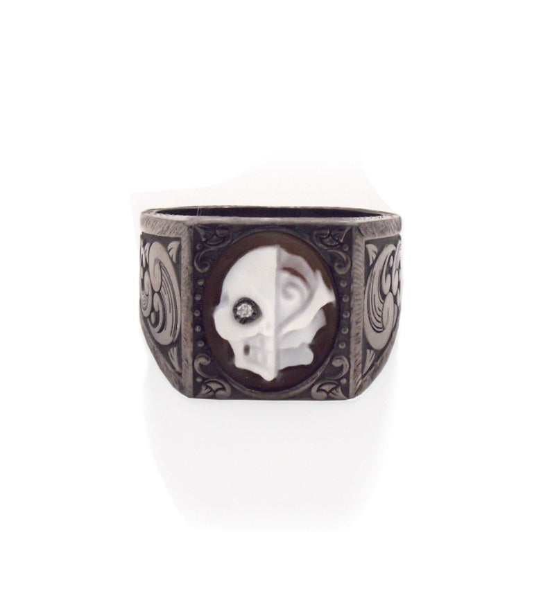 MINI "HALF SKULL HALF ROSE" — hand-carved cameo ring by AMEDEO