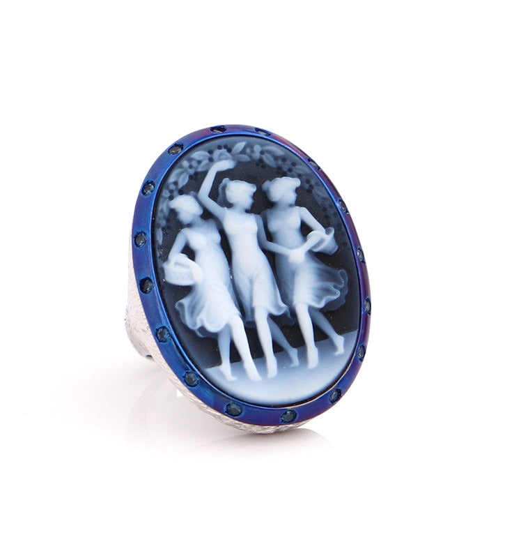 "THREE GRACES" SILVER & TITANIUM - BLUE