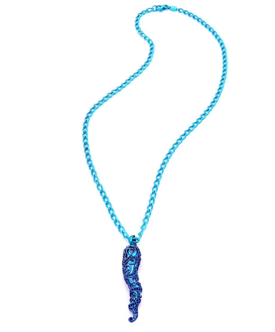 "TECHNO BAROQUE HORN" — hand-carved cameo necklace by AMEDEO