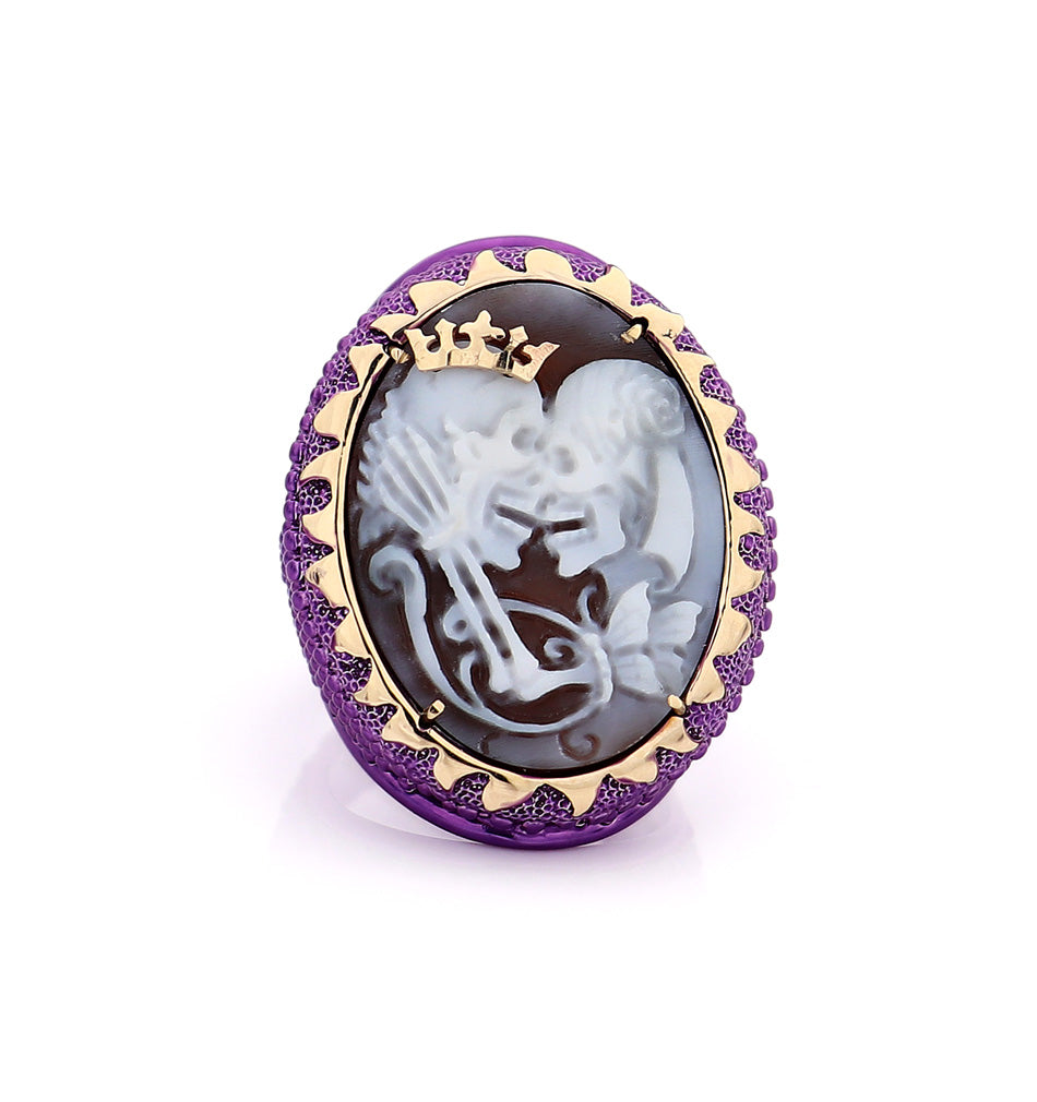 "ENDLESS LOVE" - PURPLE — hand-carved cameo ring by AMEDEO