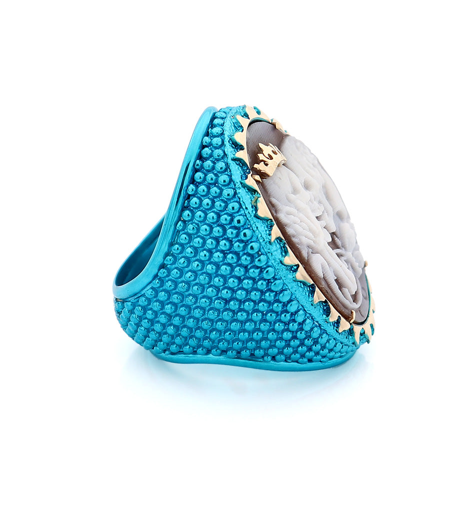 "ENDLESS LOVE" - TURQUOISE — hand-carved cameo ring by AMEDEO