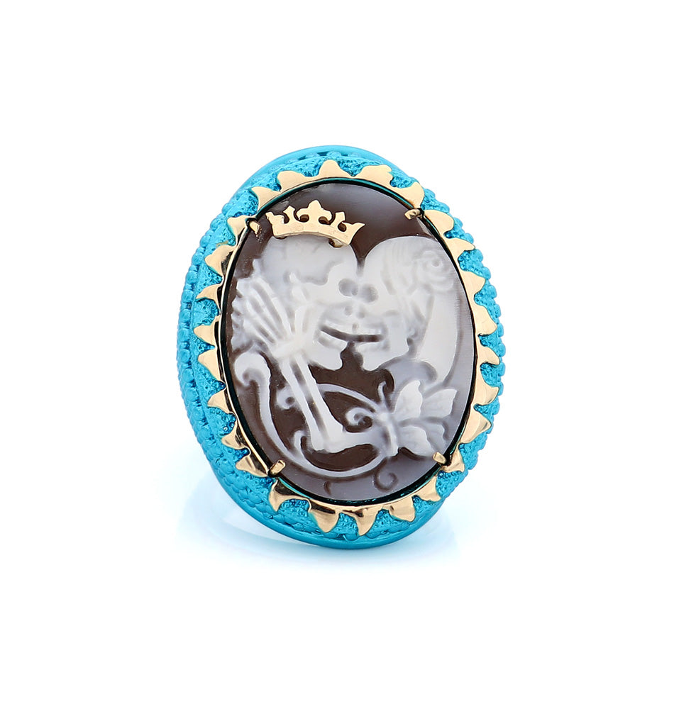 "ENDLESS LOVE" - TURQUOISE — hand-carved cameo ring by AMEDEO