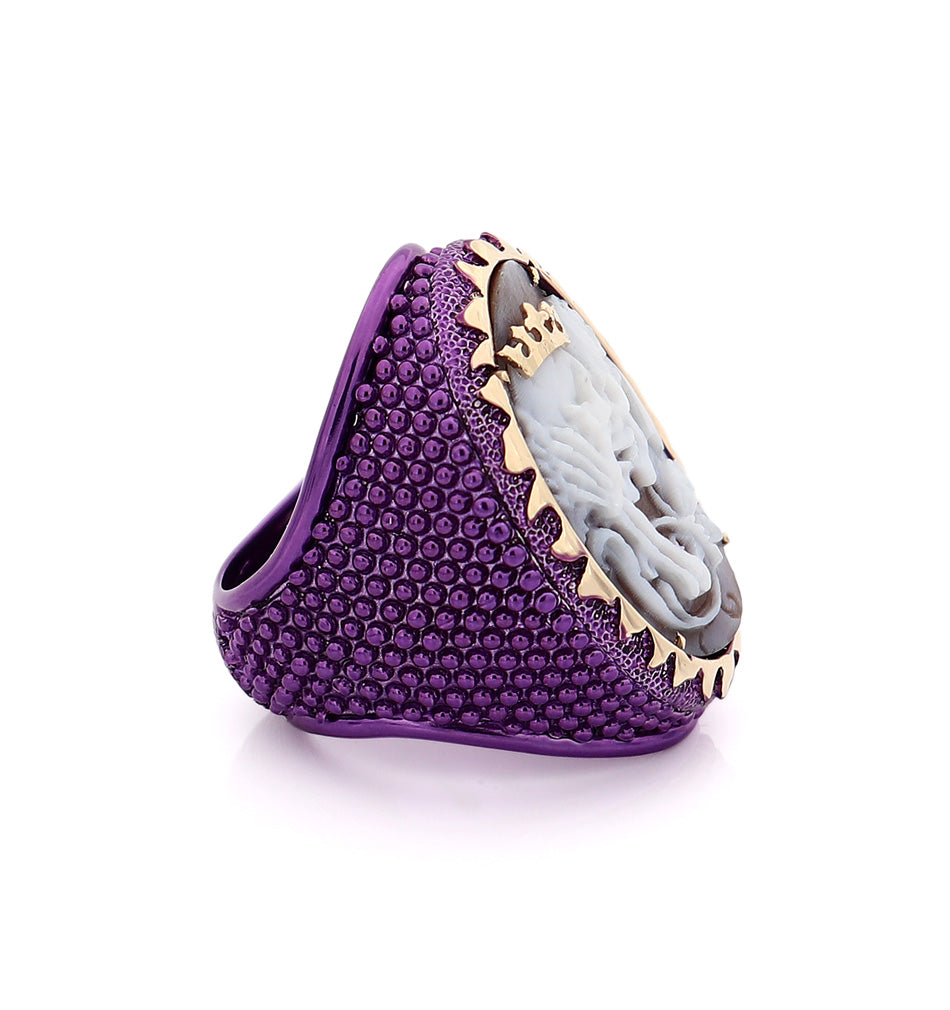 "ENDLESS LOVE" - PURPLE — hand-carved cameo ring by AMEDEO