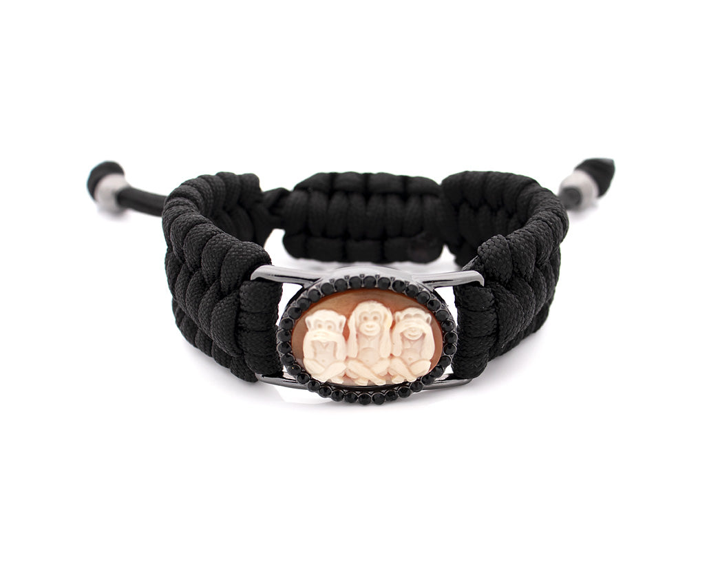"WISE MONKEYS" — hand-carved cameo bracelet by AMEDEO