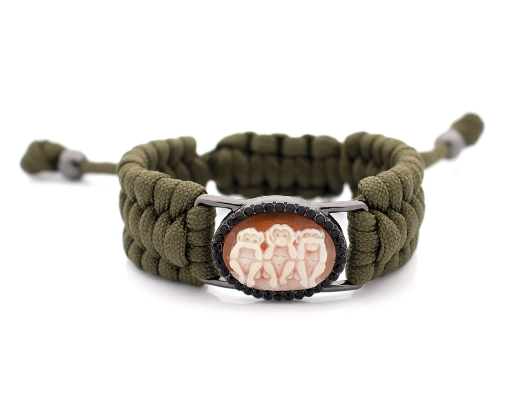 "WISE MONKEYS" — hand-carved cameo bracelet by AMEDEO