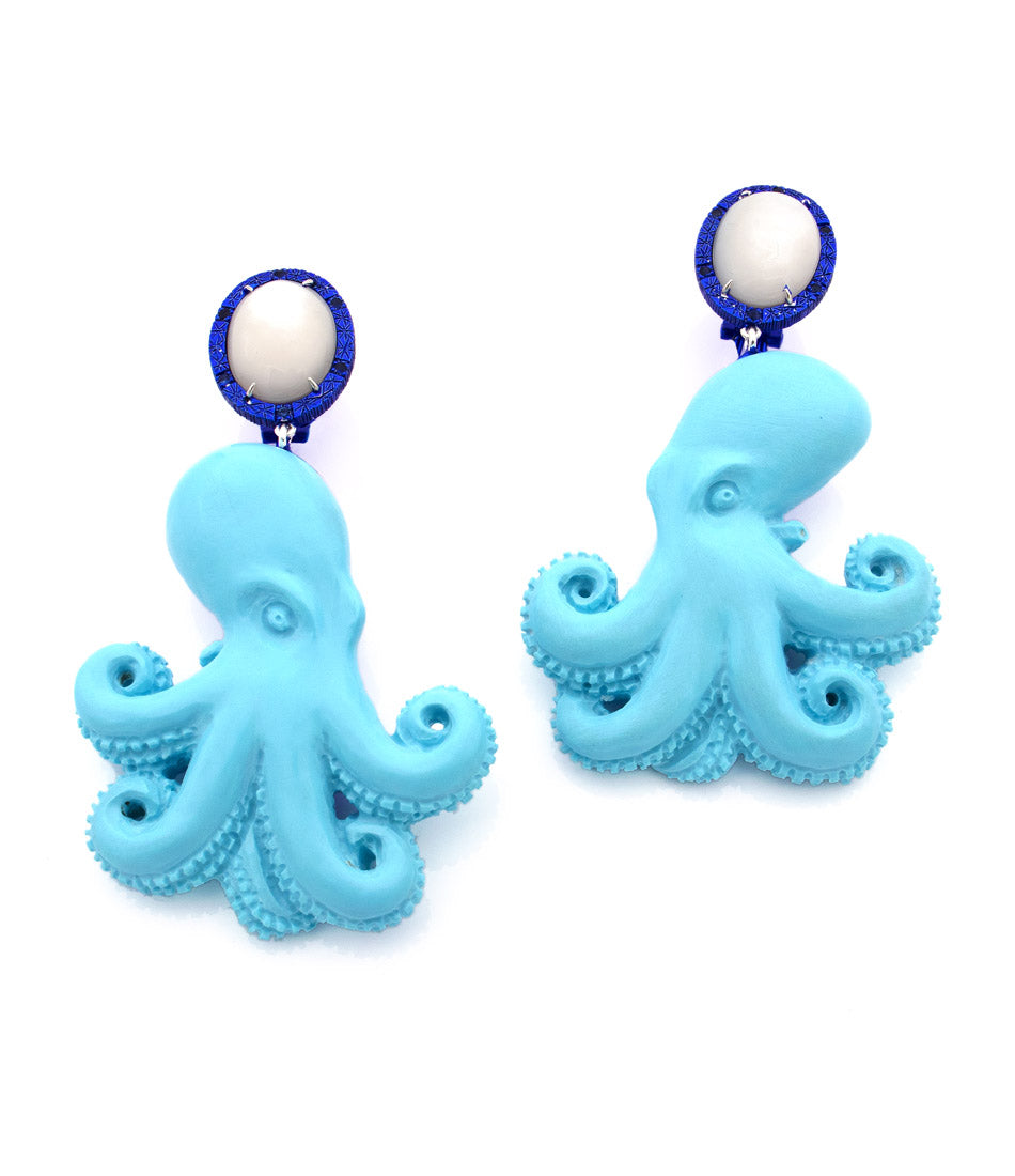"OBSCURA" - COBALT BLUE — hand-carved cameo earrings by AMEDEO