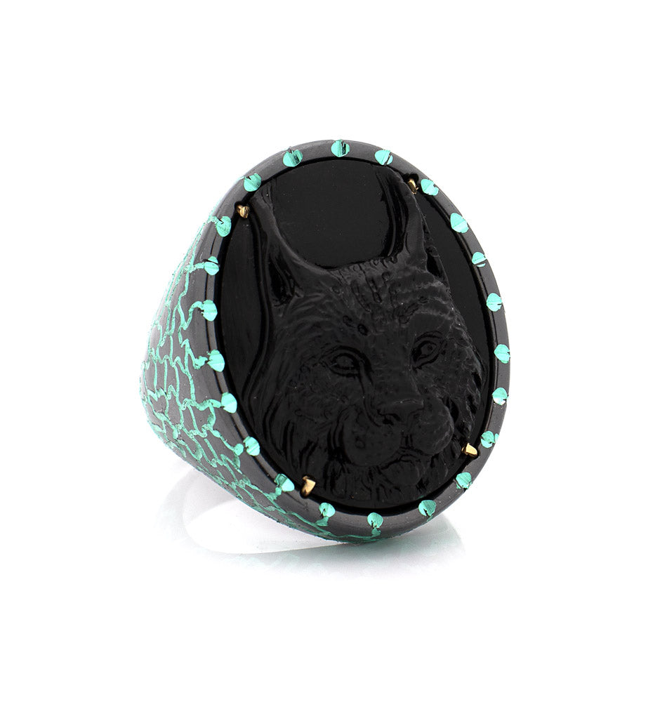 "LYNX" — hand-carved cameo ring by AMEDEO