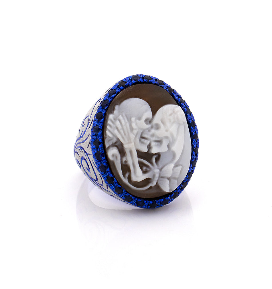 "ENDLESS LOVE" - BLUE SAPPHIRES — hand-carved cameo ring by AMEDEO