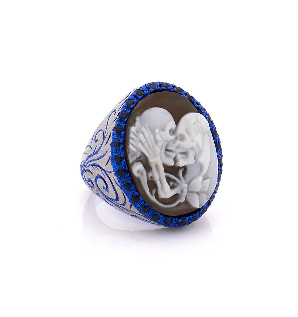 "ENDLESS LOVE" - BLUE SAPPHIRES — hand-carved cameo ring by AMEDEO