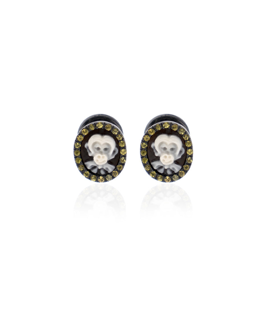 "MINI MONKEY" - STUD EARRINGS — hand-carved cameo earrings by AMEDEO