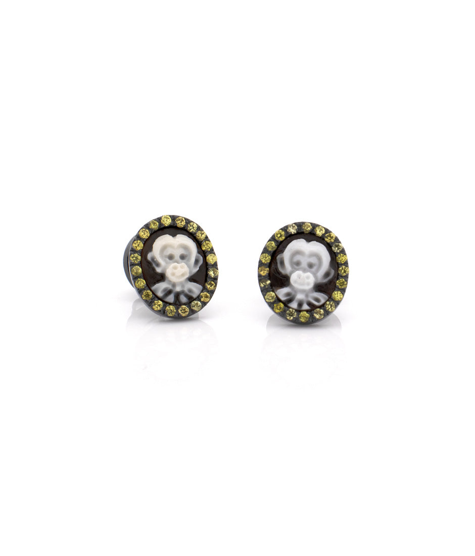"MINI MONKEY" - STUD EARRINGS — hand-carved cameo earrings by AMEDEO
