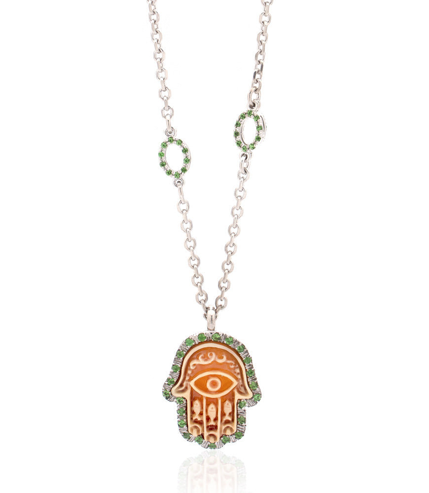 "HAMSA" — hand-carved cameo necklace by AMEDEO